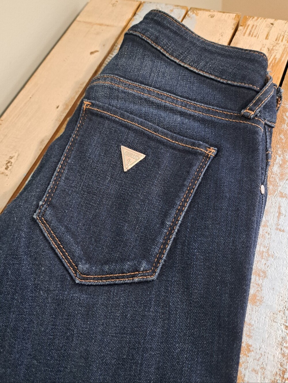 Guess Women's Dark Indigo Skinny Jeans with Contrast Stitching